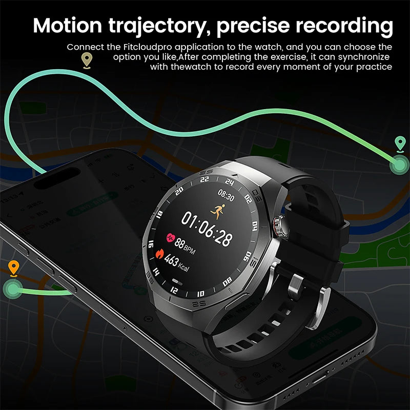 2025New For Android and ios Smart Watch Men AMOLED Screen GPS Motion