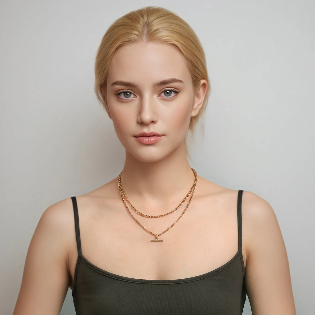 Layered Necklace for Women Minimalist Stackable - 18K Gold