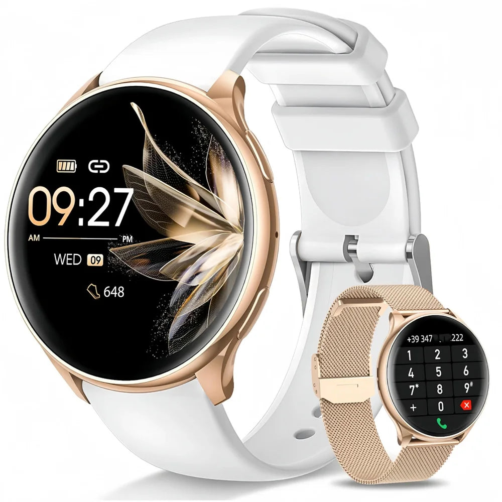 Smart watch for women with phone function, 1.39 inch HD full touch screen with monitor, menstrual cycle, sleep monitoring, pedom
