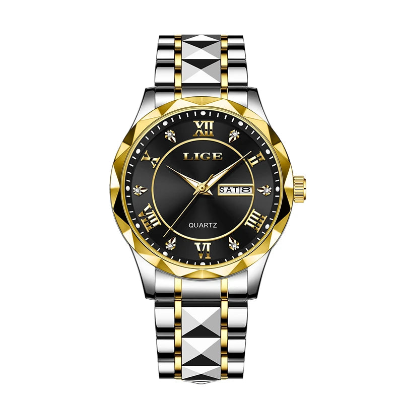 LIGE New Gold Watch Women Watches Ladies Creative Steel