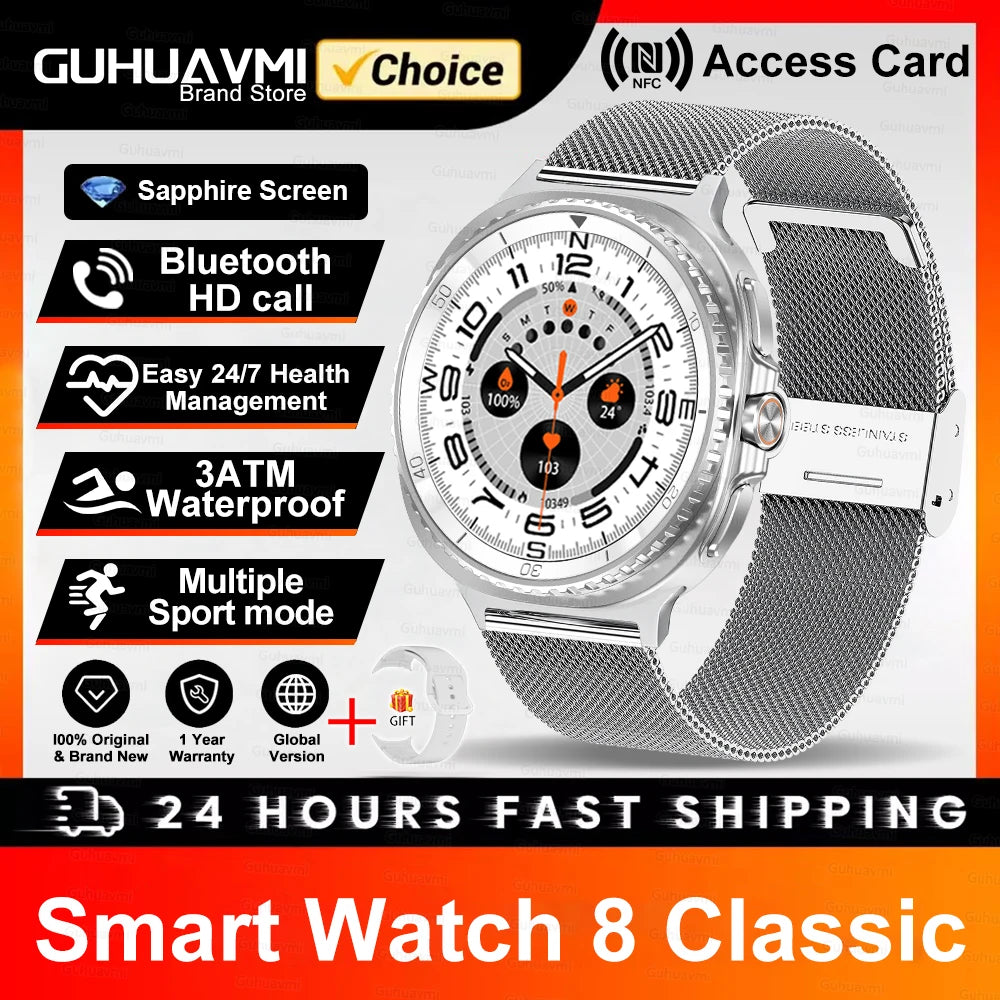 Hot SmartWatch 8 Men AMOLED Screen Bluetooth Call Watch GPS