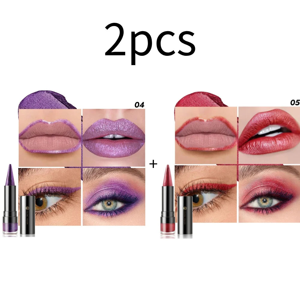 YOUNG VISION Six-Shade Matte Pearl Shimmer Dual-Effect Lipstick Waterproof, Non-Transfer Lipstick Cosmetics