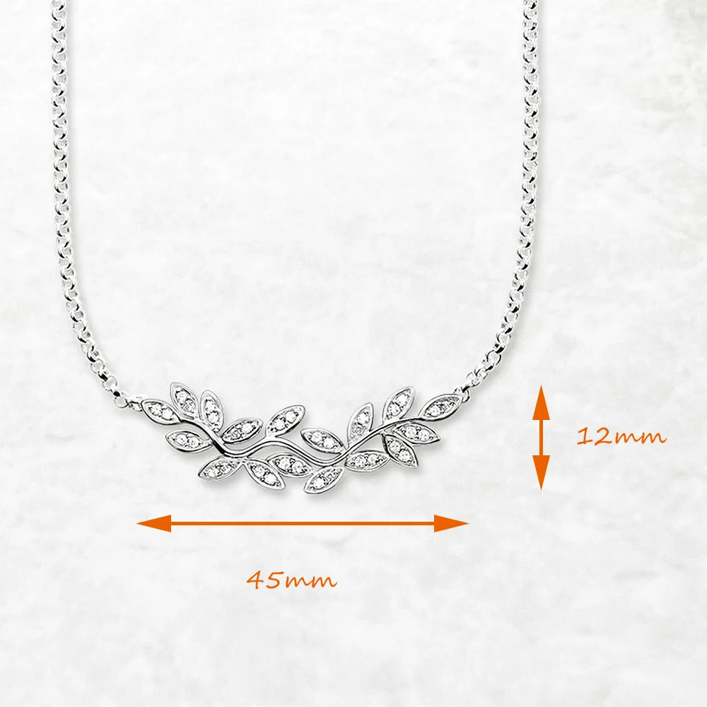 Necklace Tendrils Leaves New Link Chain Fine Jewelry Europe 925 Stering Silver Romantic Gift For Women