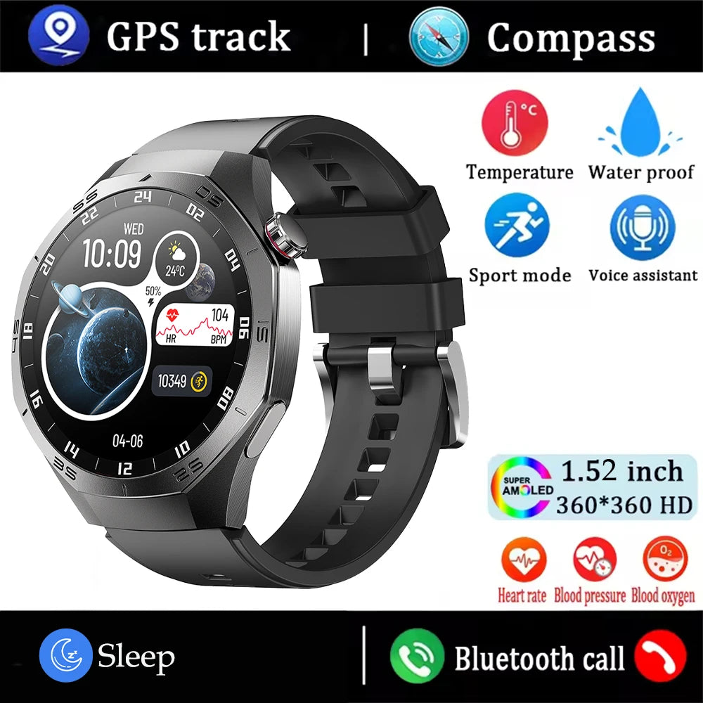 2025New For Android and ios Smart Watch Men AMOLED Screen GPS Motion