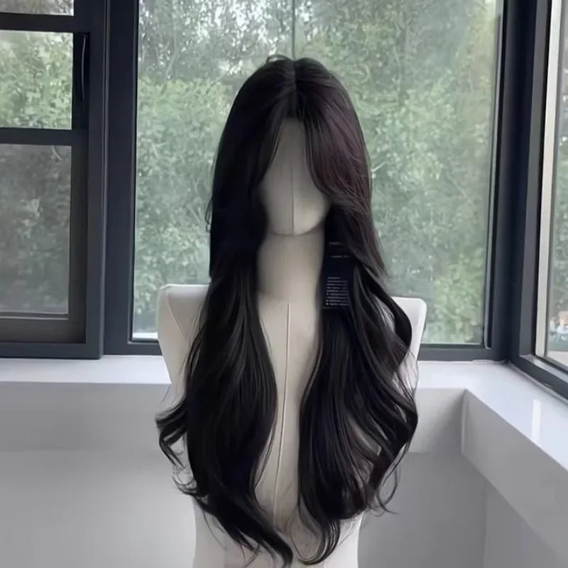 women's long hair black simulated hair new fashionable wig
