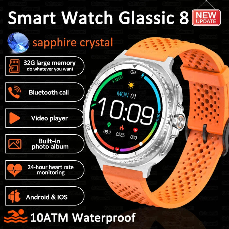 Hot SmartWatch 8 Men AMOLED Screen Bluetooth Call Watch GPS