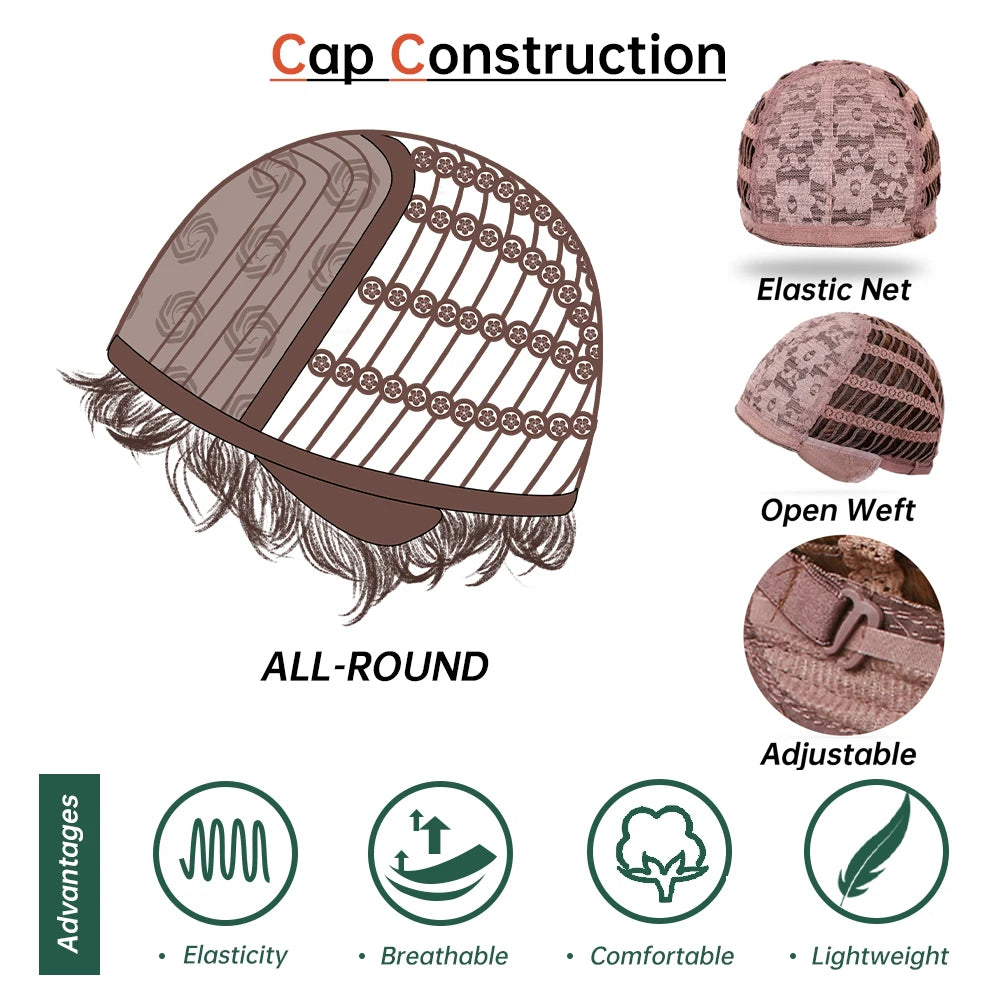 Light Brown Blonde Synthetic Wigs with Bangs for Women