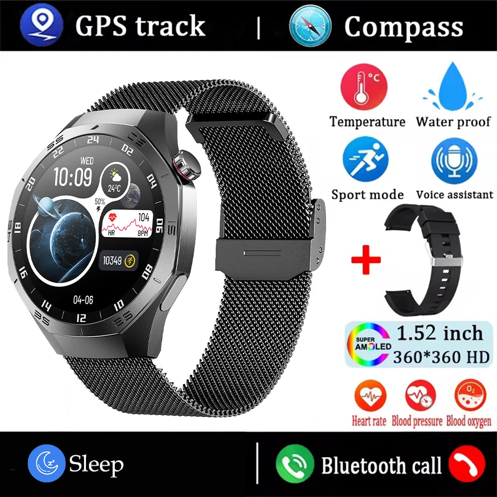 2025New For Android and ios Smart Watch Men AMOLED Screen GPS Motion
