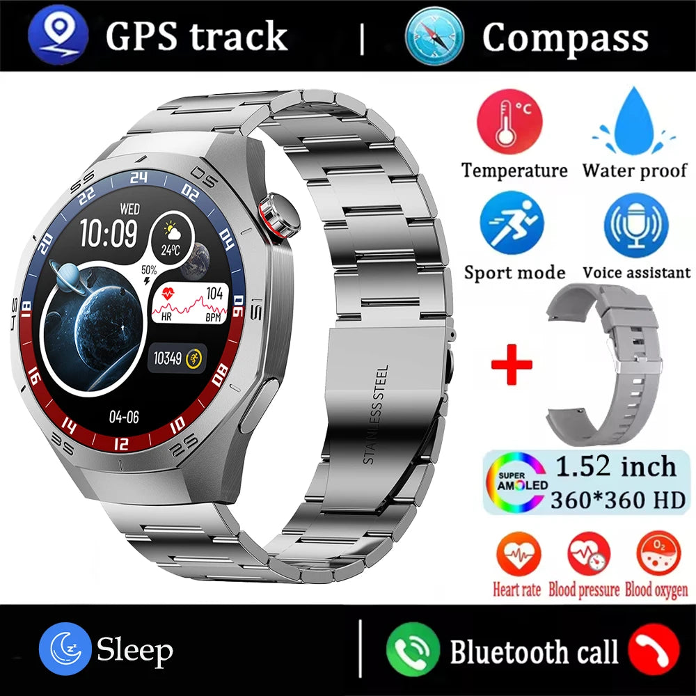 2025New For Android and ios Smart Watch Men AMOLED Screen GPS Motion