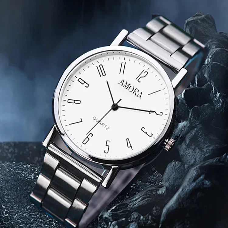 Men's Watch Fashion Casual Quartz Watches Steel Band Wrist Watches Silver Elegant Man Atmosphere Mens Watch Reloj Hombre