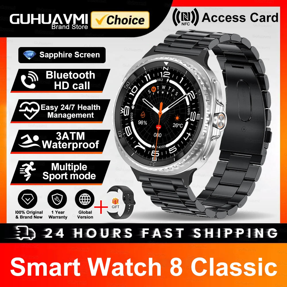 Hot SmartWatch 8 Men AMOLED Screen Bluetooth Call Watch GPS