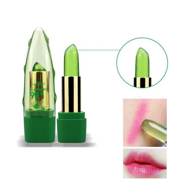 New Batom 99% ALOE VERA Natural Temperature Change Color Jelly Lipstick Long Lasting Moistourizing Nutritious Lip Balm Makeup