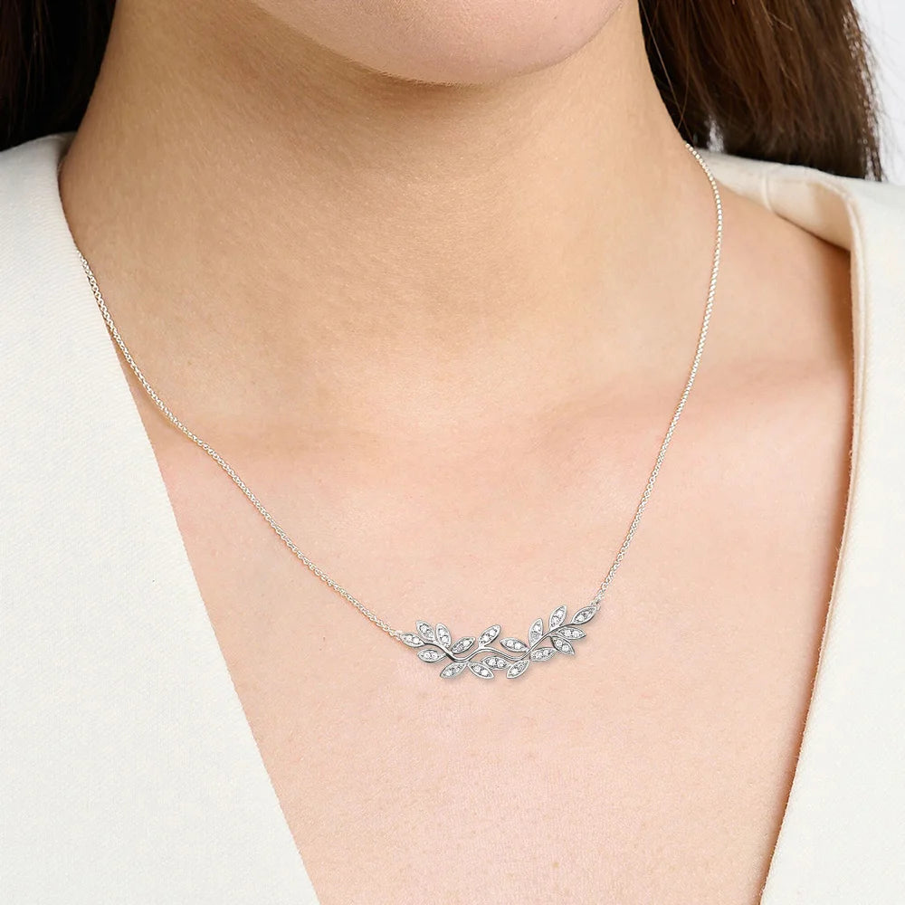 Necklace Tendrils Leaves New Link Chain Fine Jewelry Europe 925 Stering Silver Romantic Gift For Women