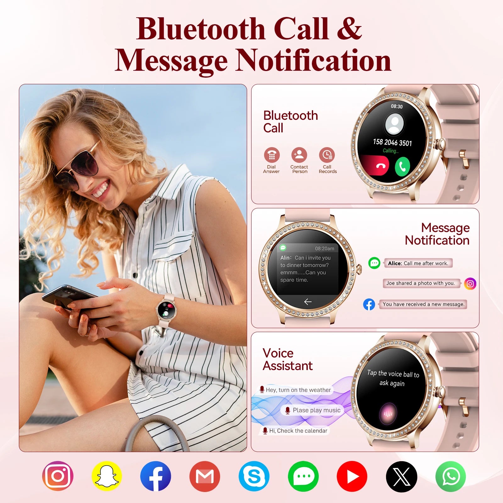 EIGIIS Smart Watch for Women 1.32” Full Touchscreen