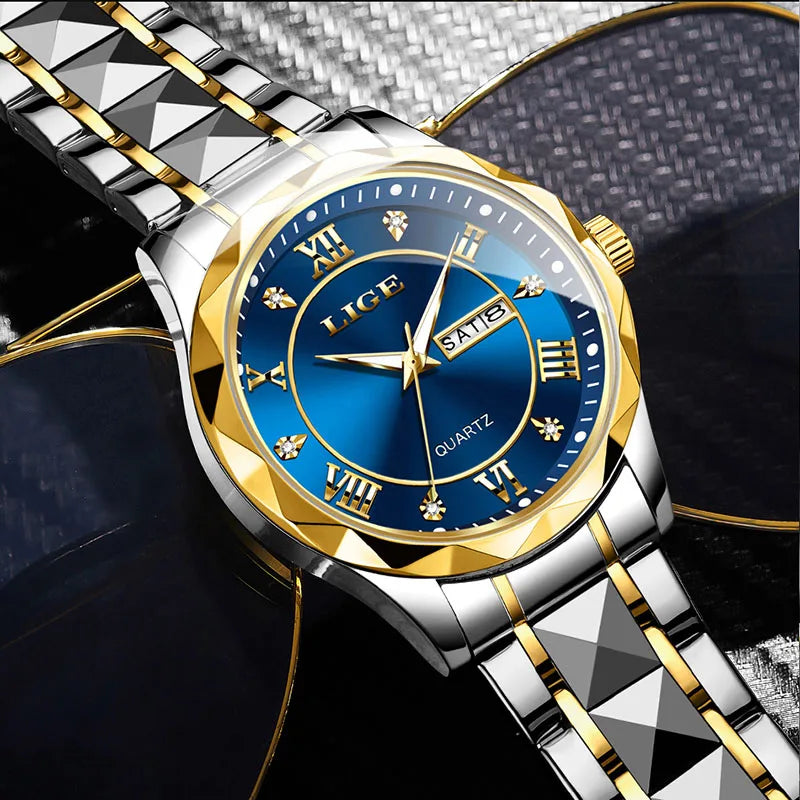 LIGE New Gold Watch Women Watches Ladies Creative Steel