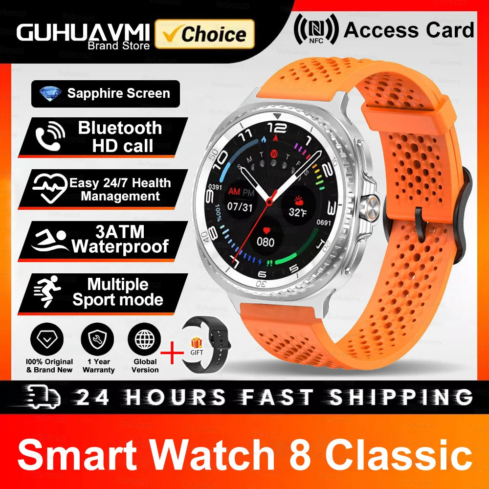 Hot SmartWatch 8 Men AMOLED Screen Bluetooth Call Watch GPS