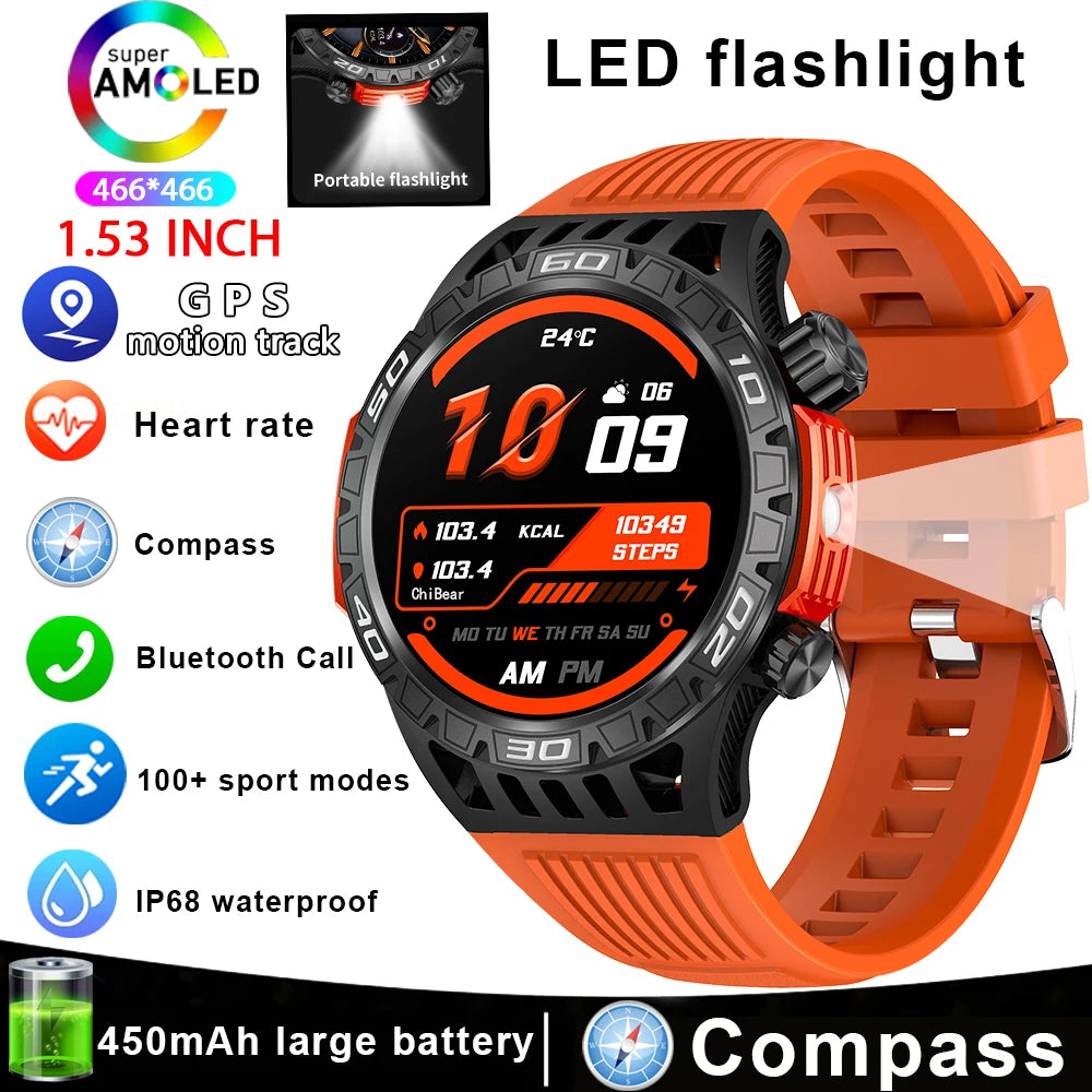 Smart Watch Men With LED Lighting Compass Sports Fitness
