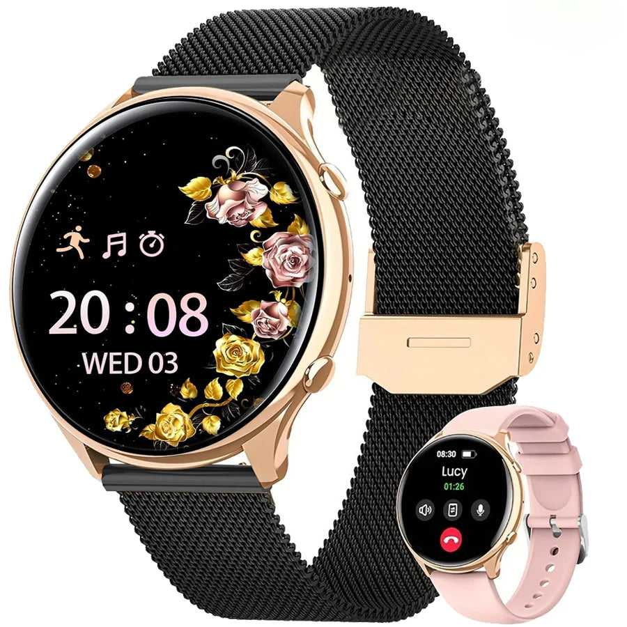 Smart watch for women with phone function, 1.39 inch HD full touch screen with monitor, menstrual cycle, sleep monitoring, pedom