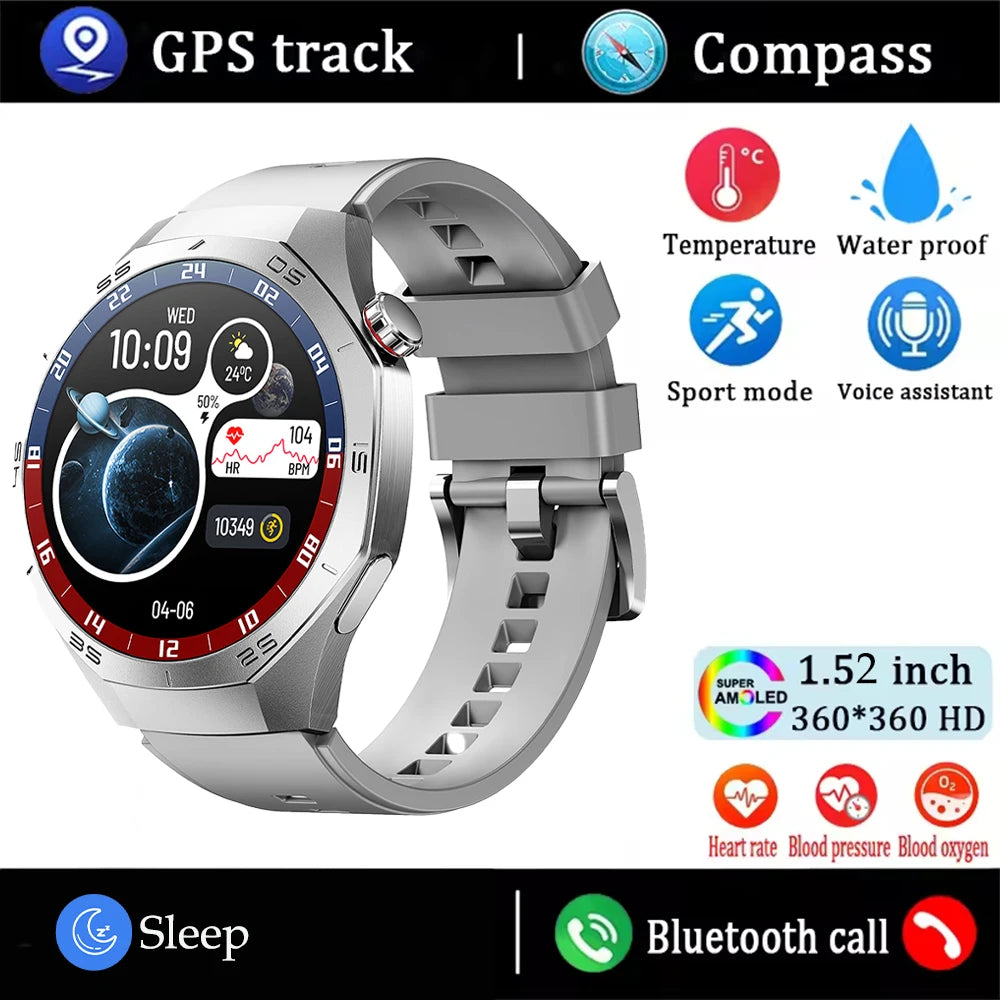 2025New For Android and ios Smart Watch Men AMOLED Screen GPS Motion