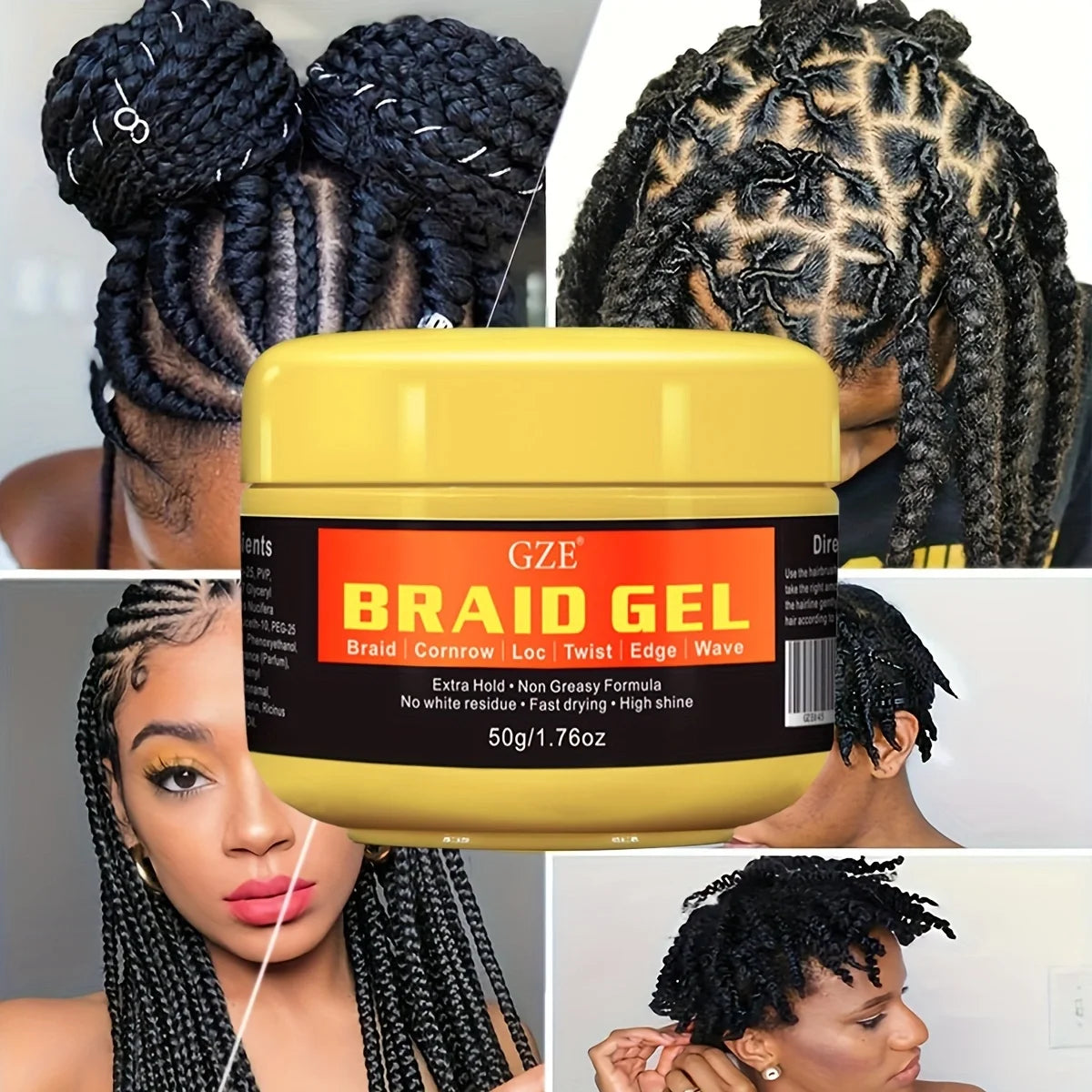 GZE Stronghold Braid Gel for Perfectly Styled Braids and Twists