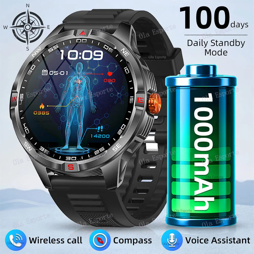 Smart Watch  Compass Waterproof Health Sleep Monitoring Large Battery Capacity