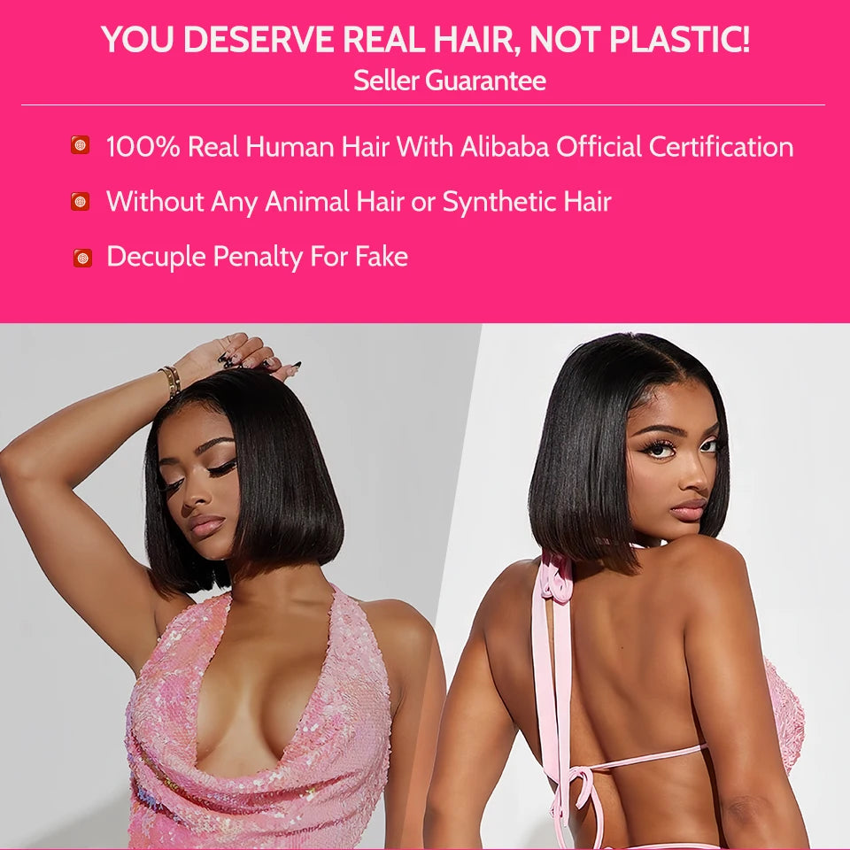 Wear And Go Bob Wigs For Women Human Hair 180%