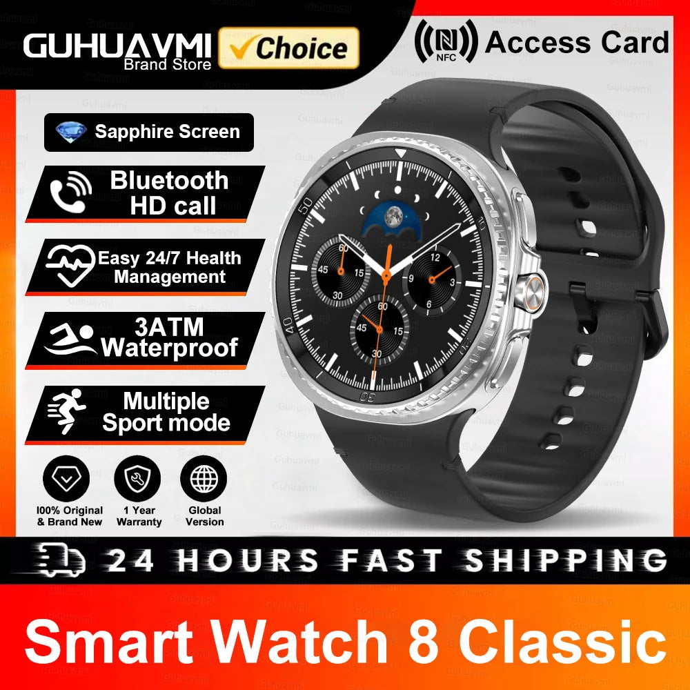 Hot SmartWatch 8 Men AMOLED Screen Bluetooth Call Watch GPS