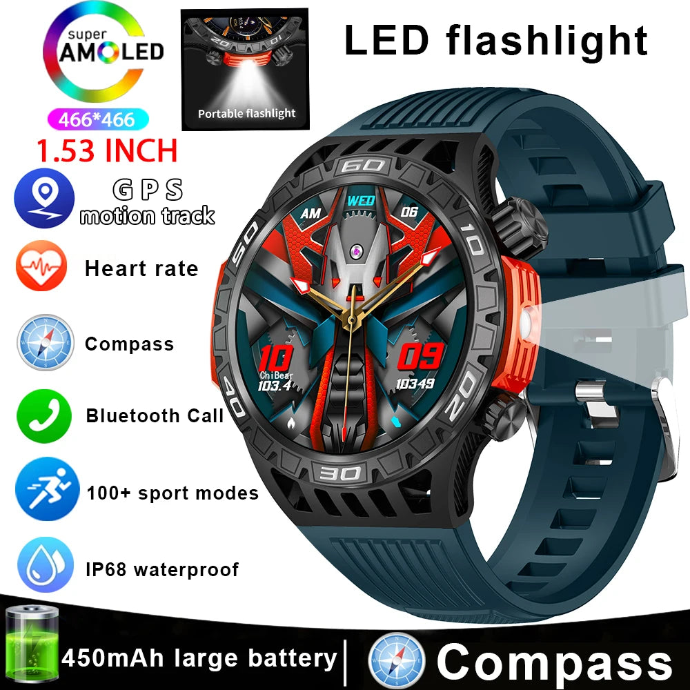 Smart Watch Men With LED Lighting Compass Sports Fitness