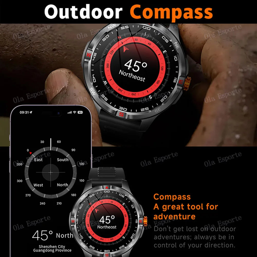 Smart Watch  Compass Waterproof Health Sleep Monitoring Large Battery Capacity