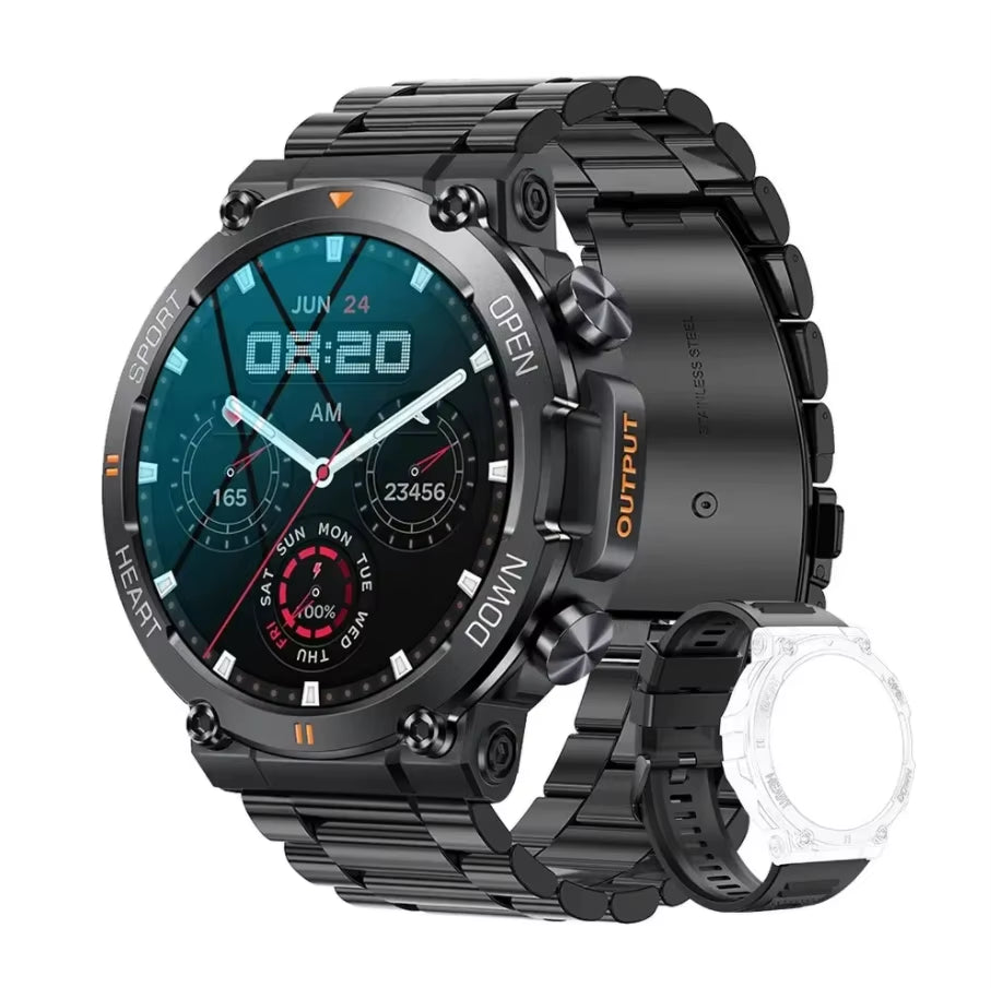 K56Pro Men's Smart Watch with Heart Rate Monitor, Bluetooth Connectivity, 400mAh Long Battery Life, 1.39-Inch HD Display, Ideal for Outdoor Sports