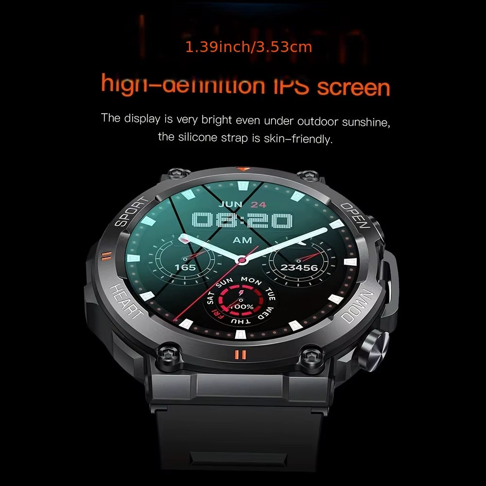 K56Pro Men's Smart Watch with Heart Rate Monitor, Bluetooth Connectivity, 400mAh Long Battery Life, 1.39-Inch HD Display, Ideal for Outdoor Sports